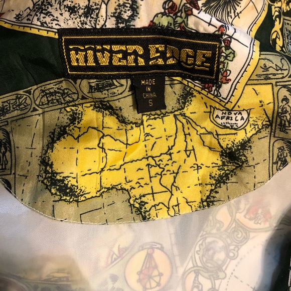 Vintage 100% Silk 80s Geography Map Windbreaker - Picture 3 of 6